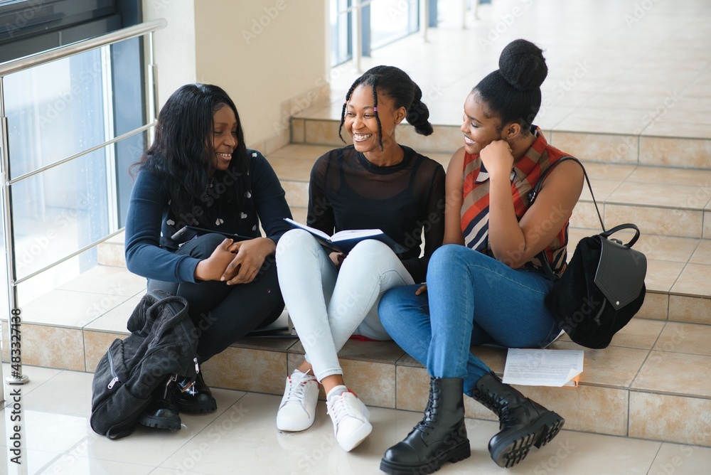 group of african american college students closeup